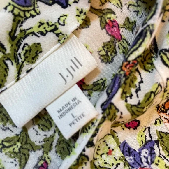 J. Jill Sleeveless Top Pink Green Floral Size Large Petite - Picture 6 of 8